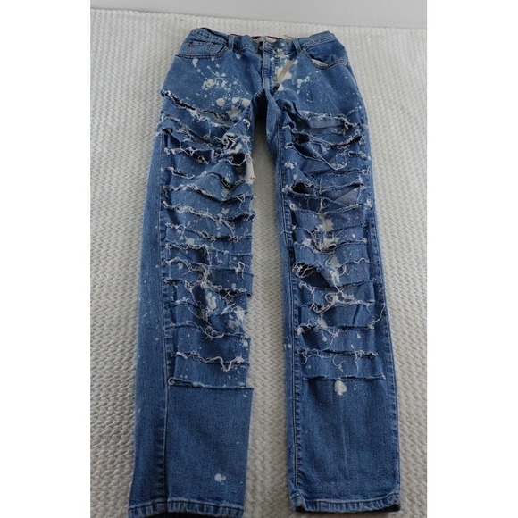 Levi's Denim - VTG Levi's Size 12 Jeans 550 Classic Relax Taper Distress Destroyed Ripped Blue